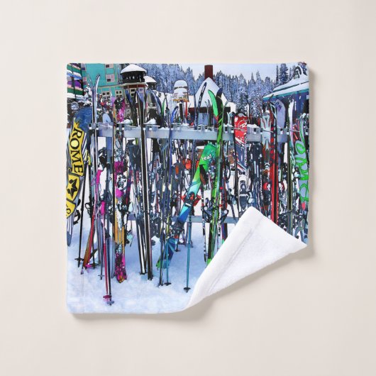 Ski - Skis en Polen Bad Handdoek (Wasdoekje)