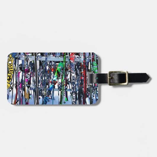 Ski - Skis en Polen Bagagelabel (Voorkant horizontaal)