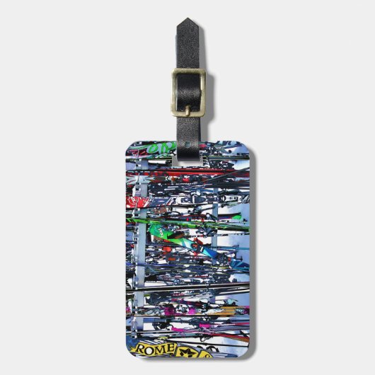 Ski - Skis en Polen Bagagelabel (Voorkant verticaal)