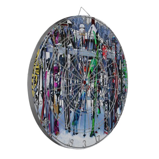 Ski - Skis en Polen Dartbord (Voorkant Links)