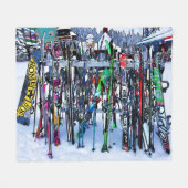 Ski - Skis en Polen Fleece Deken (Voorkant (Horizontaal))