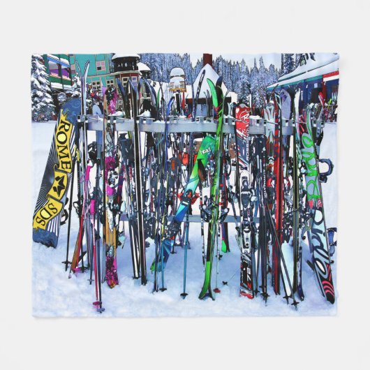 Ski - Skis en Polen Fleece Deken (Voorkant (Horizontaal))