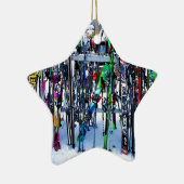 Ski - Skis en Polen Keramisch Ornament (Rechts)