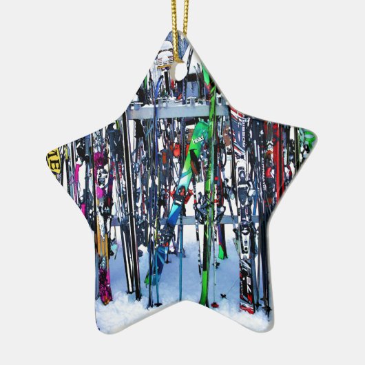 Ski - Skis en Polen Keramisch Ornament (Links)
