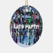 Ski - Skis en Polen Keramisch Ornament (Rechts)