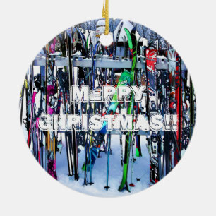 Ski - Skis en Polen Keramisch Ornament