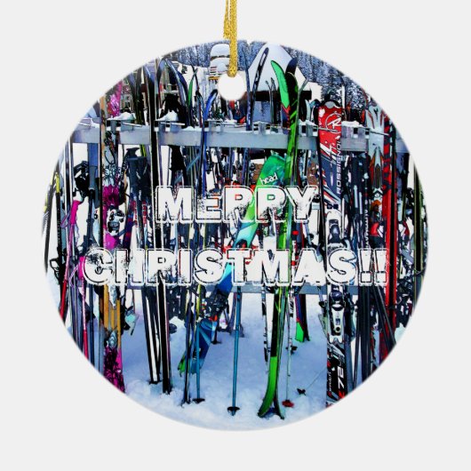 Ski - Skis en Polen Keramisch Ornament (Achterkant)