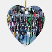 Ski - Skis en Polen Keramisch Ornament (Rechts)