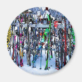 Ski - Skis en Polen Magneet (Voorkant)