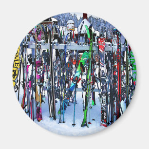 Ski - Skis en Polen Magneet