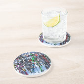 Ski - Skis en Polen Zandsteen Onderzetter (Zijkant)