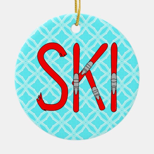 Ski Skis Keramisch Ornament (Voorkant)