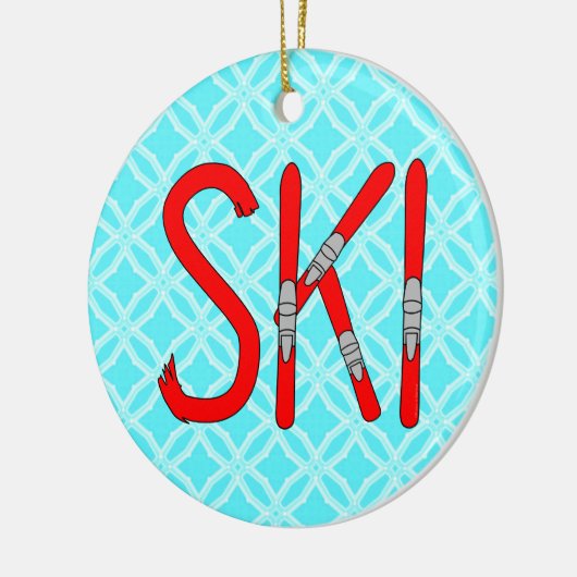 Ski Skis Keramisch Ornament (Links)