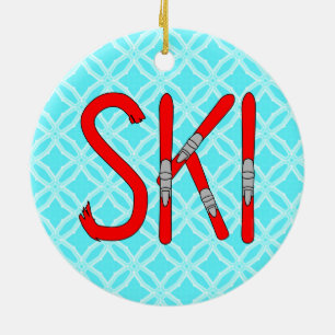 Ski Skis Keramisch Ornament