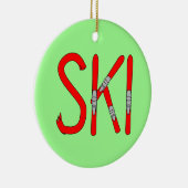 Ski Skis Keramisch Ornament (Rechts)