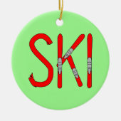 Ski Skis Keramisch Ornament (Voorkant)