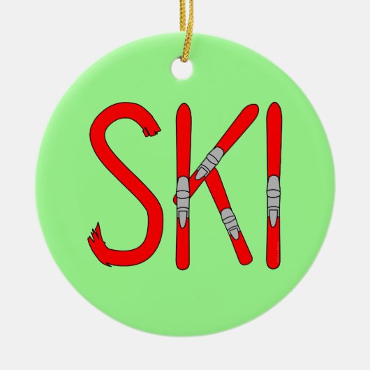 Ski Skis Keramisch Ornament (Voorkant)