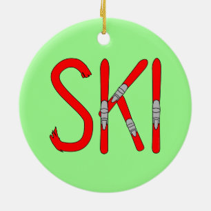 Ski Skis Keramisch Ornament