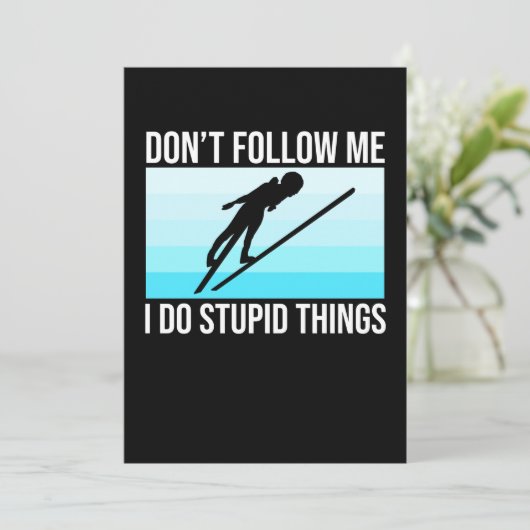 Ski Skisport Niet Volgen Skisporter Snowboard Spor Bedankkaart (Staand voorkant)