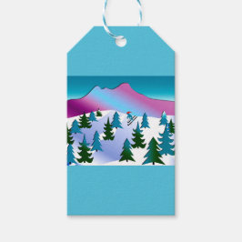 Ski Slope Art op Gift Labels Cadeaulabel