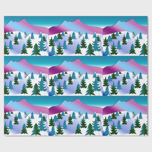 Ski Slope-pakpapier Cadeaupapier (Vlak)