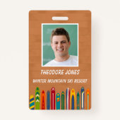 Ski Slope Resort Custom Photo Employee Badge (Voorkant)