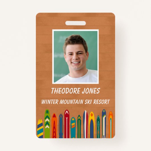 Ski Slope Resort Custom Photo Employee Badge (Voorkant)