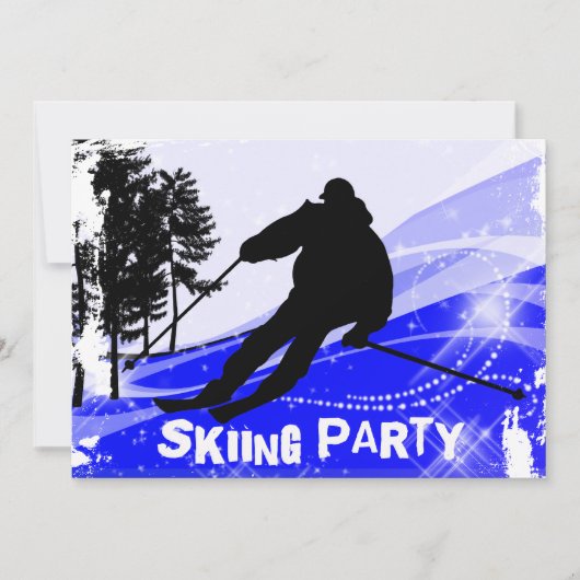 Ski Slopes Skiing Party Kaart (Voorkant)