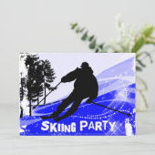 Ski Slopes Skiing Party Kaart (Staand voorkant)