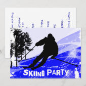 Ski Slopes Skiing Party Kaart (Voorkant / Achterkant)