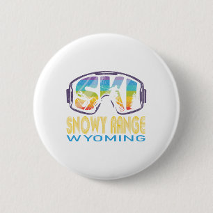 Ski Sneeuwachtig Bereik Wyoming Ski Vakantie  Ronde Button 5,7 Cm