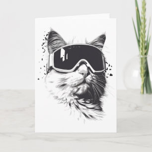 Ski Sneeuwbord Kat Bril Winter Sporten Snowboarder Kaart