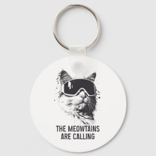 Ski Sneeuwbord Kat Grappig De Meowtains Ropen Sleutelhanger