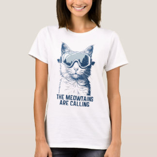 Ski Sneeuwbord Kat Grappig De Meowtains Ropen T-shirt
