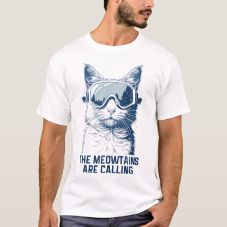Ski Sneeuwbord Kat Grappig De Meowtains Ropen T-shirt