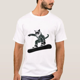 Ski Sneeuwbril Grappig Skien Snowboarden Kat T-shirt