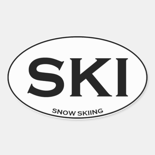 SKI - Sneeuwkiën Ovale Sticker (Voorkant)