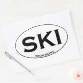 SKI - Sneeuwkiën Ovale Sticker (Envelop)