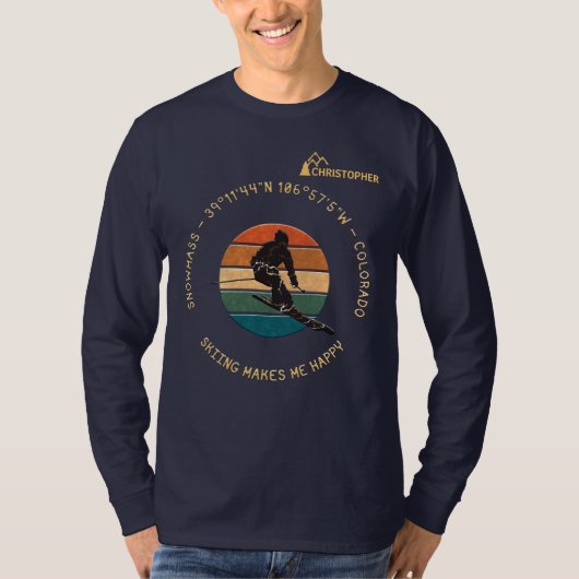 Ski Sneeuwmassa, Colorado - Man Skier, gele tekst T-shirt (Voorkant)