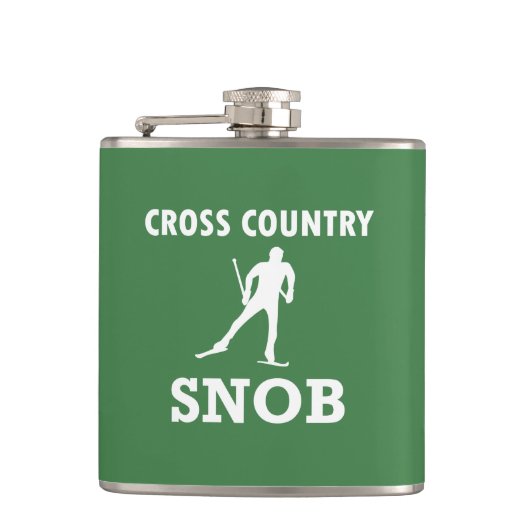 Ski Snob over land (witte Logo) Heupfles (Voorkant)