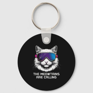 Ski snowboard kat grappig de meowtains roepen sleutelhanger