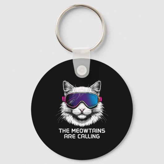Ski snowboard kat grappig de meowtains roepen sleutelhanger (Voorkant)