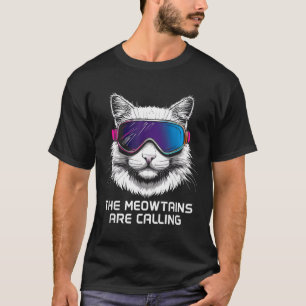 Ski snowboard kat grappig de meowtains roepen t-shirt