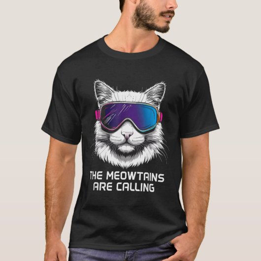Ski snowboard kat grappig de meowtains roepen t-shirt (Voorkant)