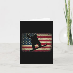 Ski Snowboard Snowboarder Amerikaanse Vlag Vintage Kaart