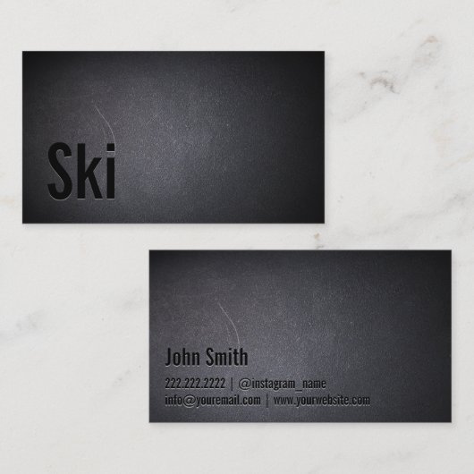 Ski Snowboarding Instructor Dark Minimalist Visitekaartje (Voorkant / Achterkant)