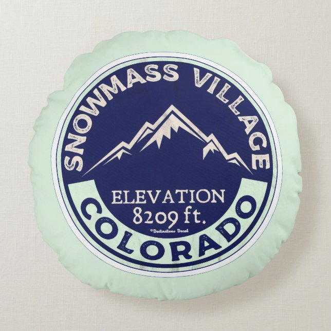 Ski Snowmass CO Throw Pillow Rond Kussen (Voorkant)