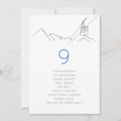 Ski Snowy Cable Car Wedding Zitting Grafiek Kaart (Voorkant)