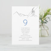 Ski Snowy Cable Car Wedding Zitting Grafiek Kaart (Staand voorkant)