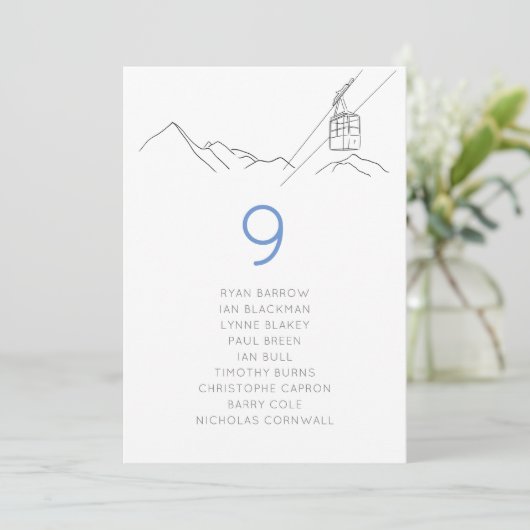 Ski Snowy Cable Car Wedding Zitting Grafiek Kaart (Staand voorkant)